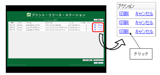 印刷ジョブの選択と印刷